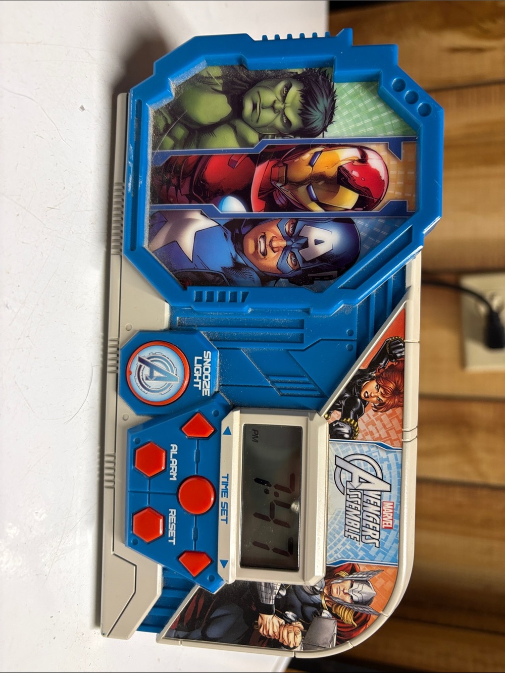 Marvel Avengers Blue Digital Alarm Clock with Character Panels